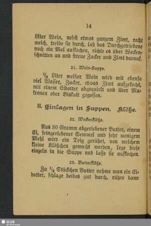 II. Einlagen in Suppen, Klöße