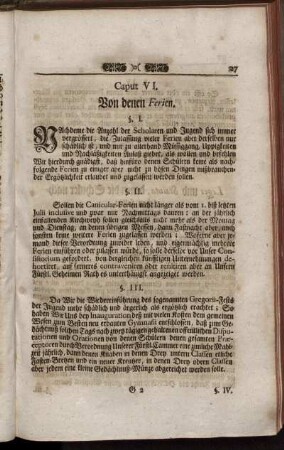 Caput VI. Von denen Ferien.