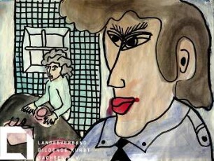 Frau am Tisch/Elvis