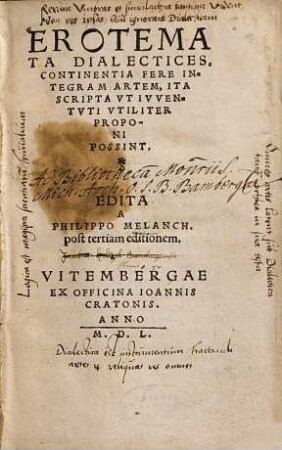 Erotemata dialectices : continentia fere integram artem, ita scripta ut iuventuti utiliter proponi possint