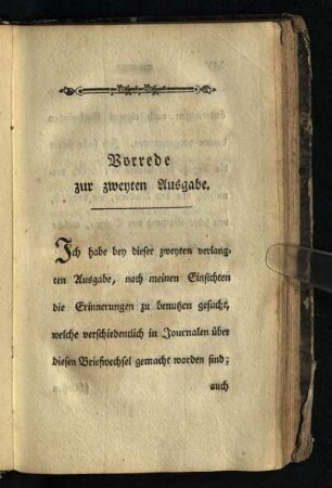 Vorrede zur zweyten Ausgabe
