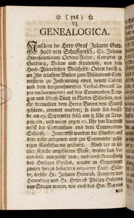 VI. Genealogica.