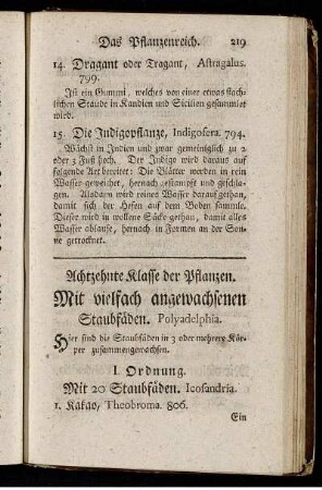 Achtzehnte Klasse der Pflanzen. Mit vielfach angewachsenen Staubfäden. Polyadelphia. - Anhang. Palmen. Palmae.