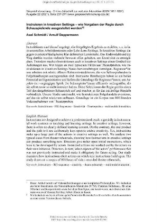 Instruieren in kreativen Settings – wie Vorgaben der Regie durch Schauspielende ausgestaltet werden