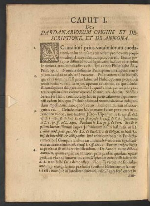Caput I. De Dardanariorum Origine Et Descriptione, Et De Annona.