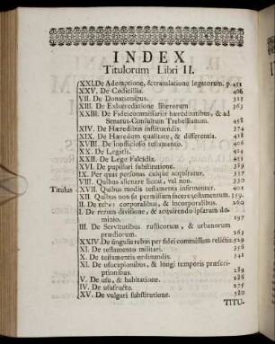 Index Titulorum Libri II