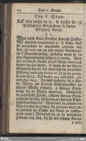 Ton V. Staw. Kak jara nusne to je, so bychu ßo cżi Poßłucharjo Krystußowi sa ßwoju Sbożnusz starali