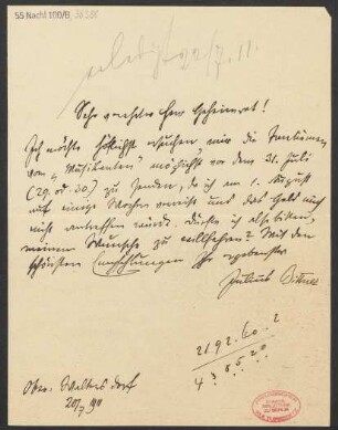 Brief an Ludwig Strecker  : 20.07.1911