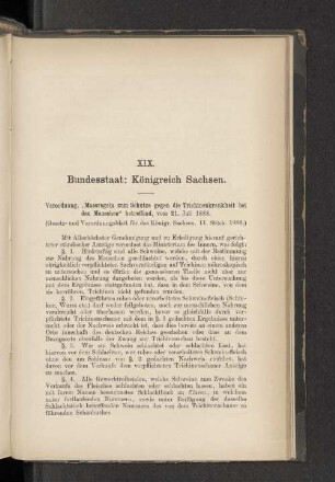 XIX. Bundesstaat: Königreich Sachsen.