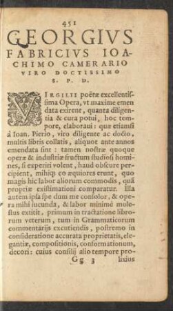 Georgius Fabricius Ioachimo Camerario ... S. P. D.