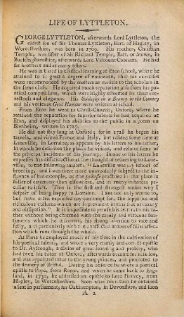 The poetical works of Lord Lyttleton : with life of the author