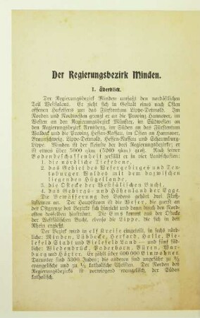 Der Regierungsbezirk Minden