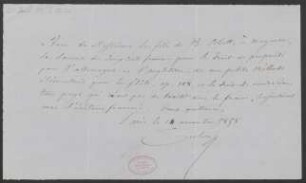 Quittung über Honorar für "Petite Méthode élémentaire pour la flûte, Op. 108"