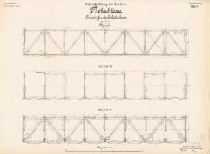 Großschiffahrtsweg, Breslau Flutschleuse: Schiebetor: Grundriss, Schnitte 1:20
