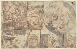 Acht Miniaturen nach Gemälden, darunter Rubens' Gefangennahme des Simson sowie Domenico Fettis Melancholie