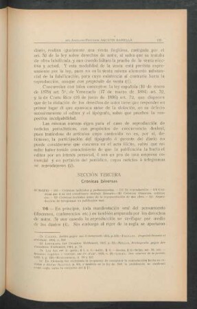 Sección tercera - Crónicas diversas