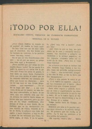 ¡Todo por ella! : Monólogo cómico, creación de Florencio Parravicini. - Original por R. Hicken