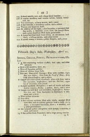 Fifteenth Day's Sale, Wednesday, April 21.