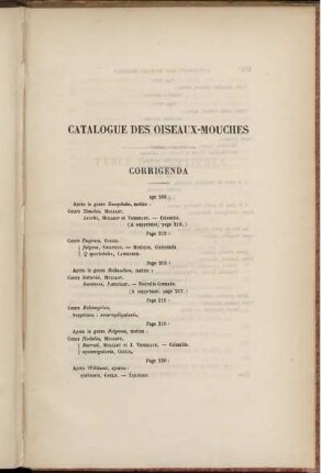 Catalogue Des Oiseaux-Mouches