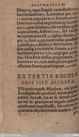 Ex Tertia Regula coss sive Algebrae.