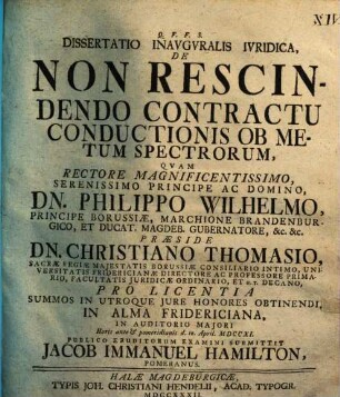 Diss. inaug. iur. de non rescindendo contractu conductionis ob metum spectrorum