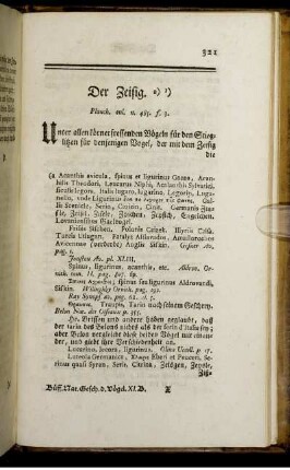 Der Zeisig.