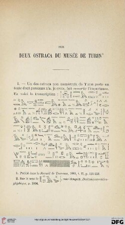 Sur deux ostraca du musée de Turin