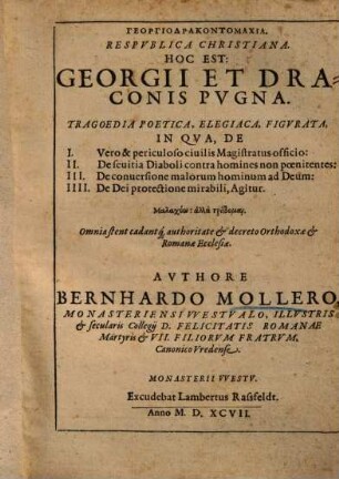 Respublica christiana h. e. Georgii et Draconis pugna ...