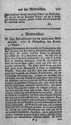 Betrachtungen aus der spekulativen Weltweisheit.