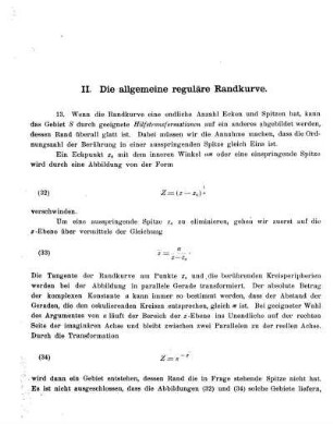 II. Die allgemeine reguläre Randkurve.