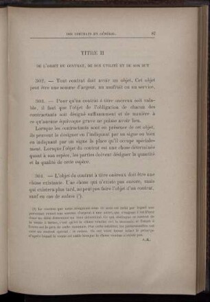 Titre II. De l'objet du contrat, de son utilité et de son but