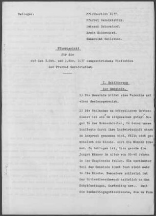 Geradstetten: Pfarrbericht 1937