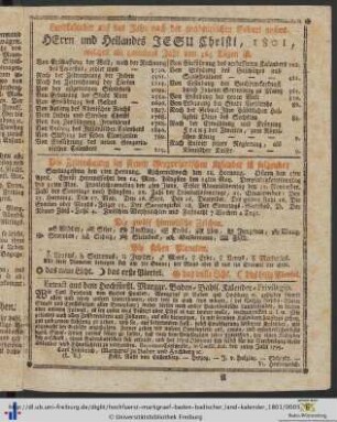 Extract aus dem Hochfürstl. Marggr. Baden-Badis. Kalender-Privilegio.