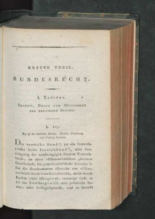 I. Capitel. Begriff, Zweck und Mitglieder des teutschen Bundes