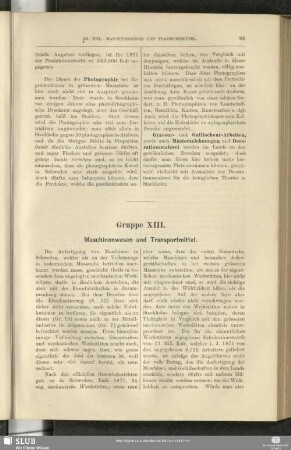 Gruppe XIII. Maschinenwesen und Transportmittel