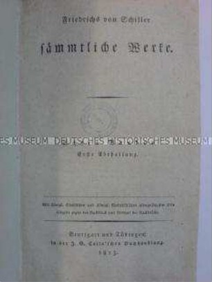 Schillers sämtliche Werke, erste Ausgabe