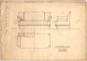 Niemeyer, Adalbert; Wohnräume, Möbel - Sofa im Herrenzimmer (Ansichten, Teilansichten)