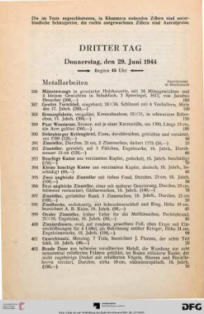 Metallarbeiten (Nr. 386-439)