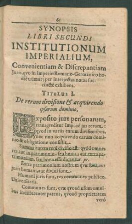 Synopsis Libri Secundi Institutionum Imperialium, ...