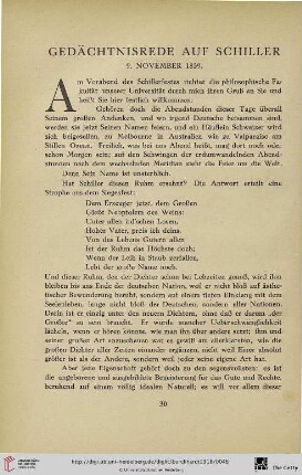 Gedächtnisrede auf Schiller