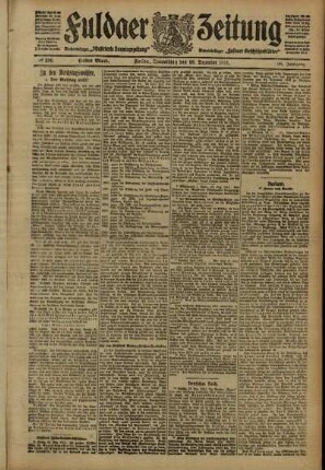 Erste Ausgabe vom Donnerstag, den 28. Dezember 1911.