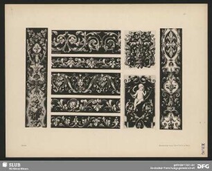 Decorations-Motive zum allgemeinen Gebrauch. Bordüren mit Arabesken, Obst und Putti