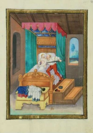 fol. 40: Lucretia wird von Tarquinius bedroht (Albrecht Glockendon)