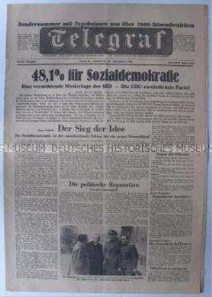 Sonderausgabe der (West)-Berliner Tageszeitung "Telegraf" zur Wahl des Berliner Abgeordnetenhauses
