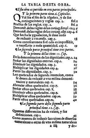 La Tabla Desta Obra.