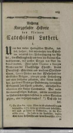 Anhang Kurzgefaßte Historie des kleinen Catechismi Lutheri