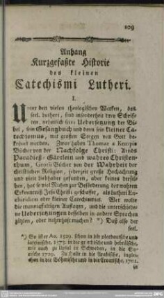 Anhang Kurzgefaßte Historie des kleinen Catechismi Lutheri