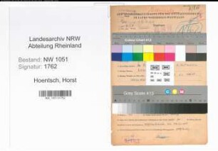 Entnazifizierung Horst Hoentsch , geb. 18.11.1909 (Musiker)