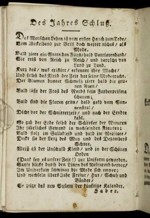 Des Jahres Schluß