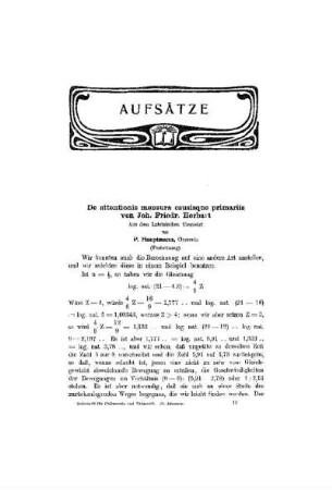De attentionis mensur causisque primariss von Joh. Friedr. Herbart : (Fortsetzung)
